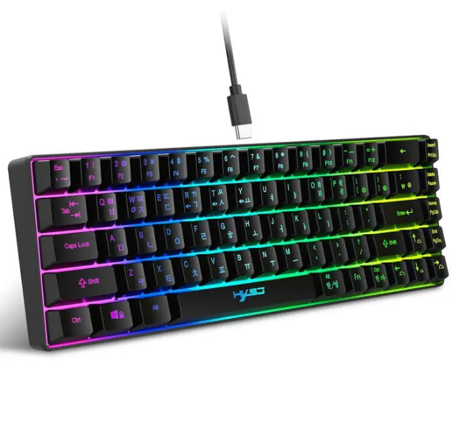 68 Keys Gaming Keyboard USB Wired Portable 20 RGB Backlight Keyboard for Windows Laptops Computer