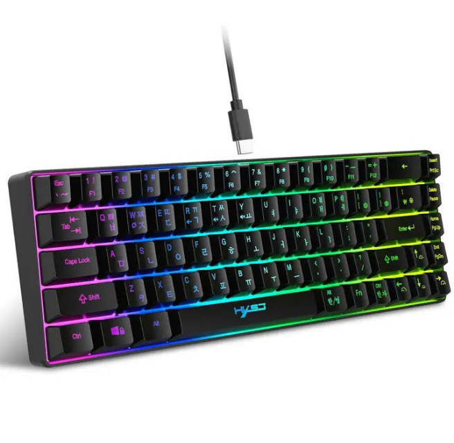 68 Keys Gaming Keyboard USB Wired Portable 20 RGB Backlight Keyboard for Windows Laptops Computer